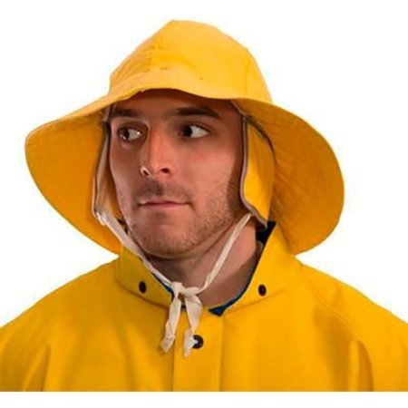 TINGLEY Industrial Work Yellow Lined Rain Hat, Waterproof, .35mm PVC on Polyester, Medium H53237.LG